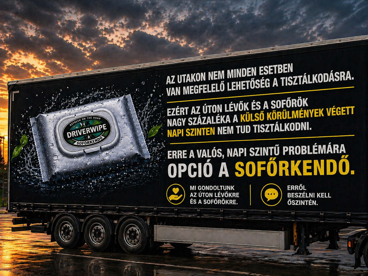 Sofőrkendő-Driver Wipe 20x30 cm nedves törlőkenő Tisztálkodás víz nélkül