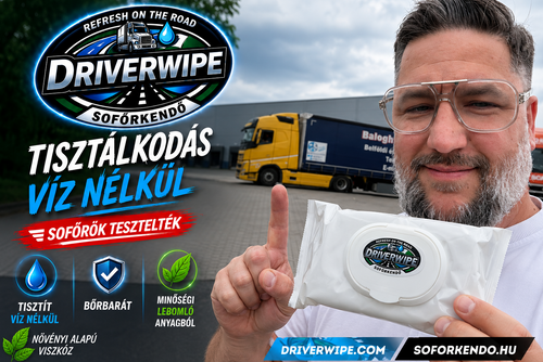 Sofőrkendő-Driver Wipe 20x30 cm nedves törlőkenő Tisztálkodás víz nélkül